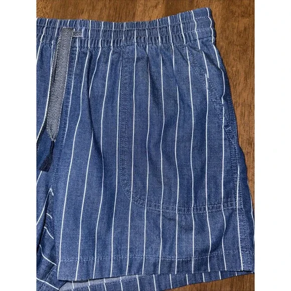 J.Crew Blue Stripe Chambray Pull On Shorts Nautical Coastal Elastic Waist Sz M - Picture 4 of 11